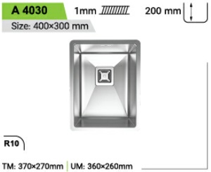 سینک استیل باکسی توکار کن مدل can-A 4030-r10