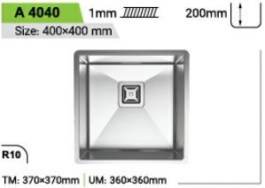 سینک استیل باکسی توکار کن مدل can-A 4040 r10