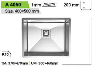 سینک استیل باکسی توکار کن مدل can-A 4050 r10