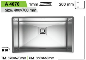 سینک استیل باکسی توکار کن مدل can-A 4070 r10