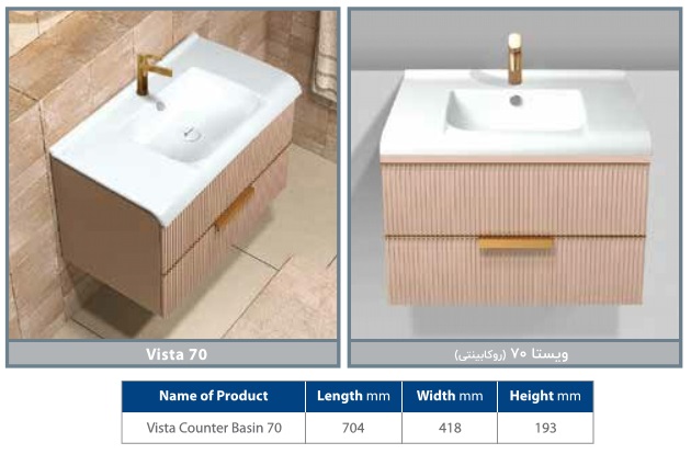 روشویی کابینتی مروارید مدل ویستا 70