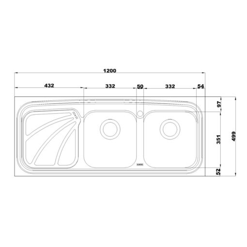 سینک استیل البرز فانتزی روکار مدل 612 سایز 50*120