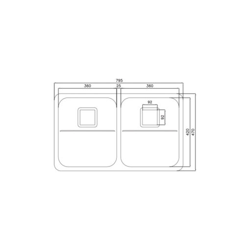 سینک استیل البرز زیر کابینتی مدل 935